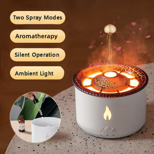 Ultrasonic Volcano Jellyfish Aroma Diffuser – Essential Oil Humidifier with Flame Effect