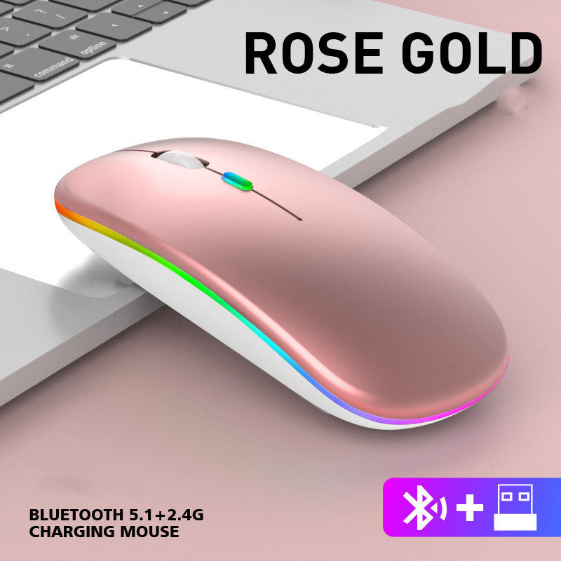 Wireless Ultra-Thin LED Mouse – Colorful Charging Mouse for Desktop & Laptop