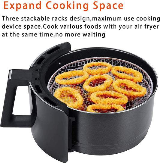 Three-Layer Round Air Fryer Rack – Multi-Tier Accessories for Healthy Cooking & Baking