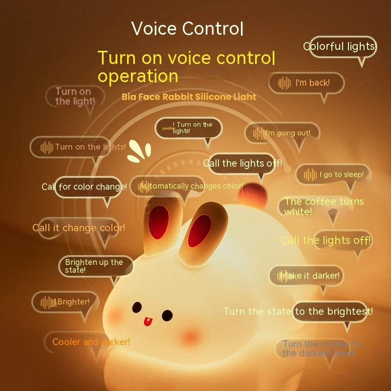 Cute LED Cartoon Rabbit Night Light – Touch Sensor Silicone Lamp for Kids