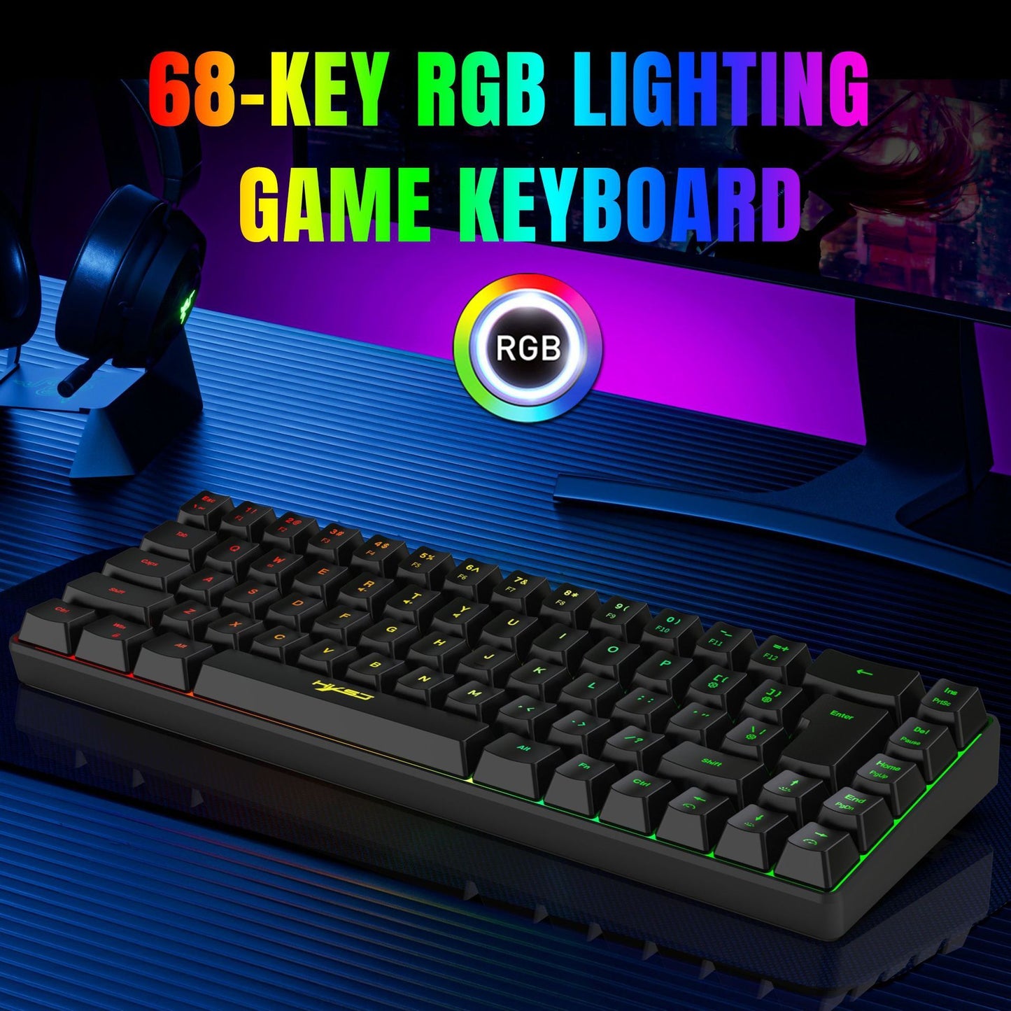 RGB Gaming Keyboard – LED Backlit Ergonomic USB Keyboard for PC & Laptop