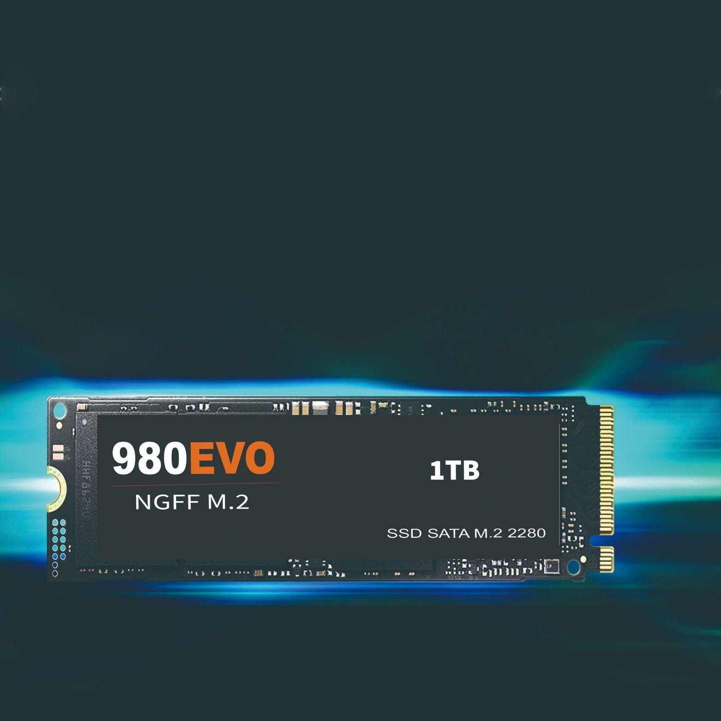 SSD 980 EVO with 1TB capacity on a dark background