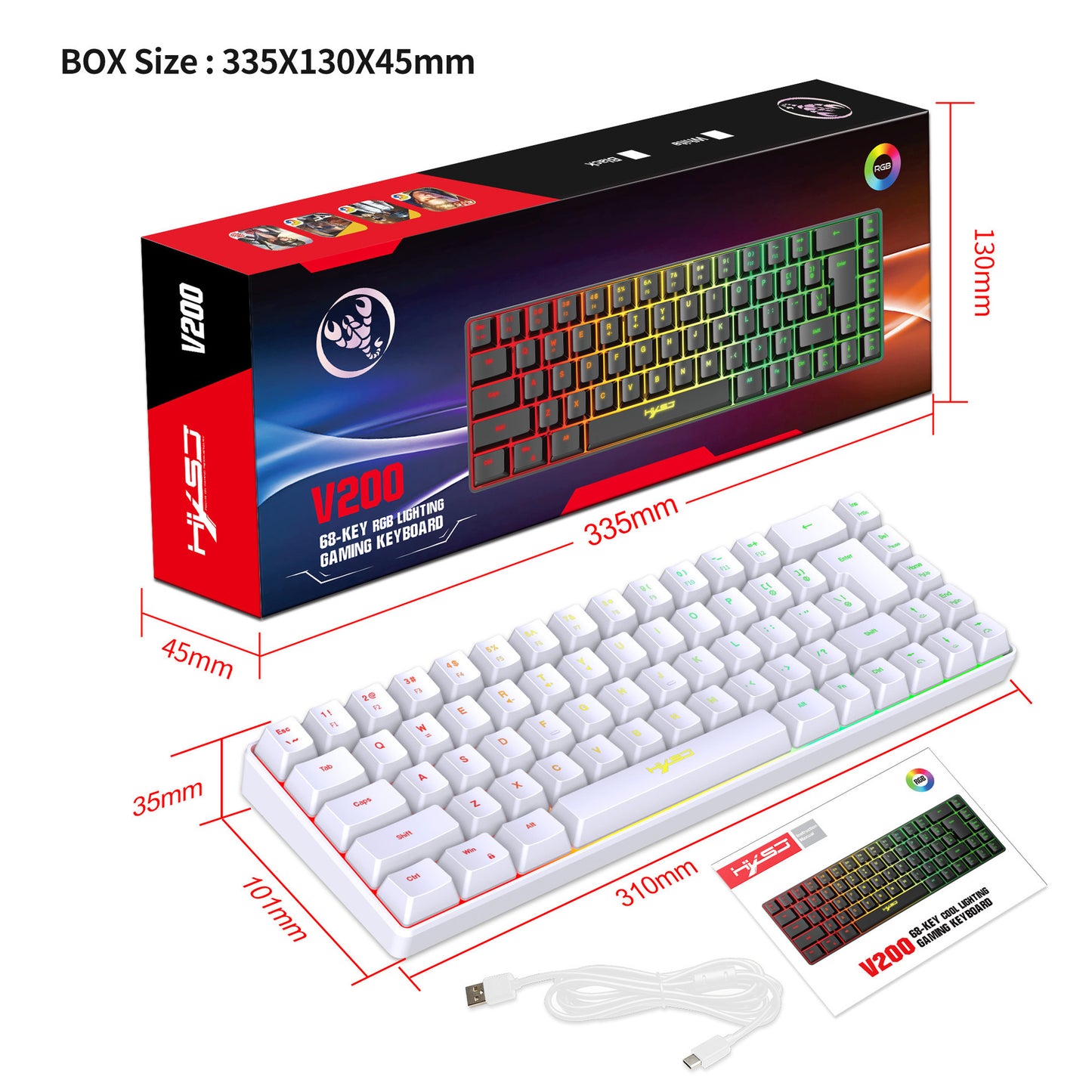 RGB Gaming Keyboard – LED Backlit Ergonomic USB Keyboard for PC & Laptop