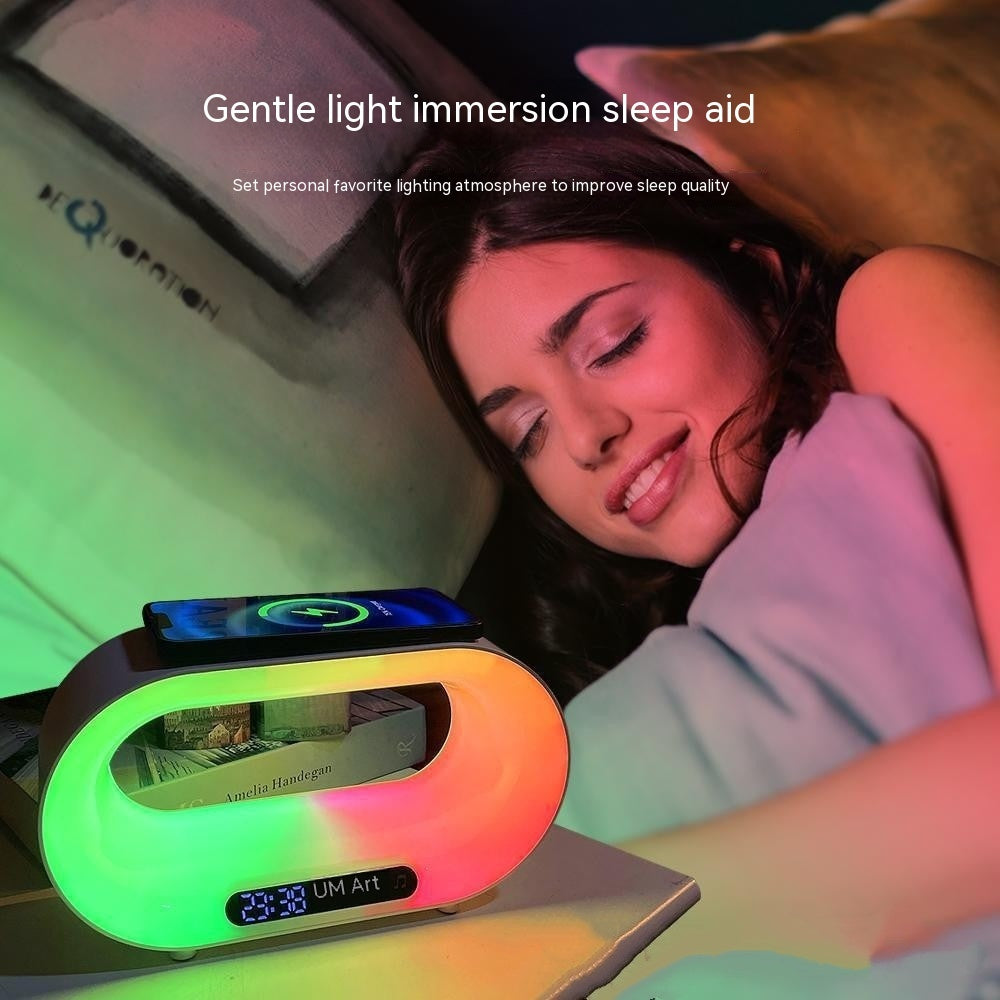 3-in-1 Smart LED Night Light – APP Control RGB Desk Lamp with Wireless Charger & Alarm Clock