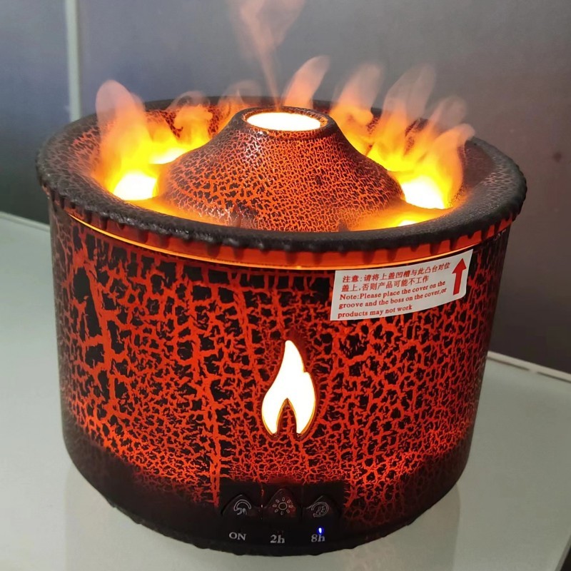 Ultrasonic Volcano Jellyfish Aroma Diffuser – Essential Oil Humidifier with Flame Effect