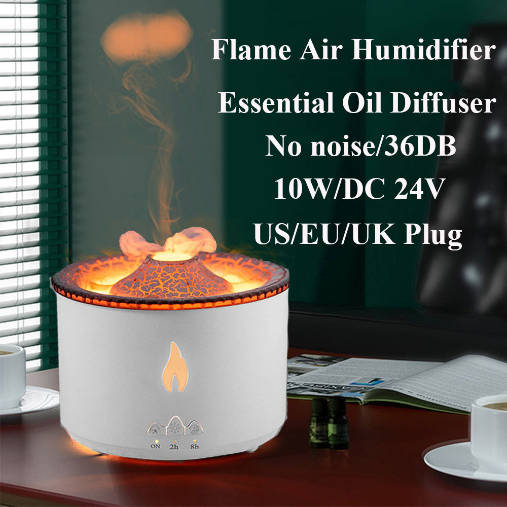 Ultrasonic Volcano Jellyfish Aroma Diffuser – Essential Oil Humidifier with Flame Effect
