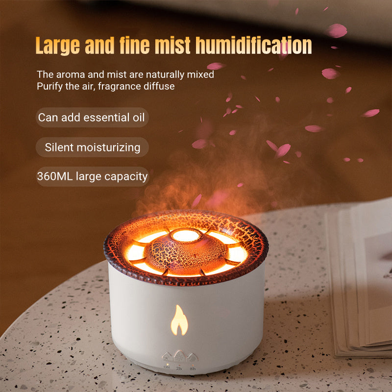 Ultrasonic Volcano Jellyfish Aroma Diffuser – Essential Oil Humidifier with Flame Effect