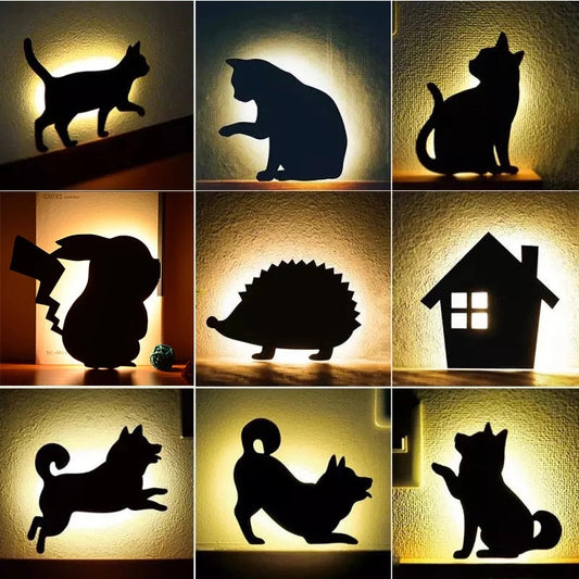 LED Animal Night Light – Dog & Cat Smart Sound Sensor Lamp for Kids & Home